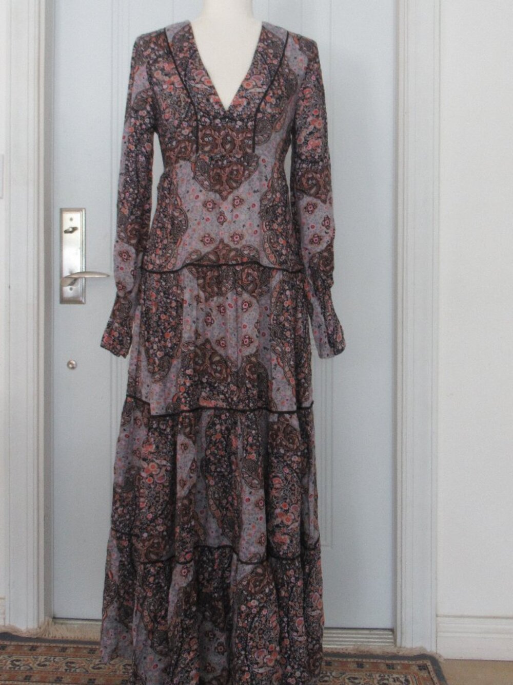 Lovestitch Size S Long Dress Flowy Floral Fairy Boho, Long Sleeve, Multicolor